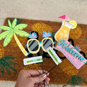 NWT Ashland Set of 4 Summer Themed Pineapple, Tropical Drink Floral Picks